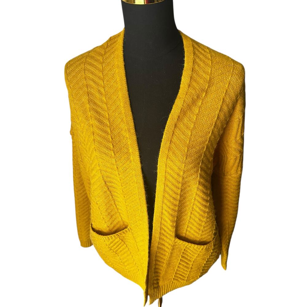 Molly Bracken Green-Yellow Knit Cardigan M/L Chunky Cozy Cottagecore Boho Layer